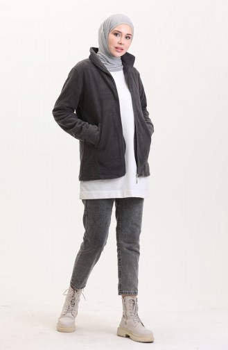 Mandarin Collar Fleece Jacket  0860-05 Gray 0860-05