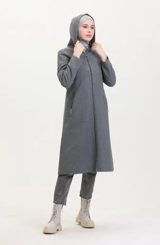 Kapüşonlu Kaşe Kap 8001-02 Gri