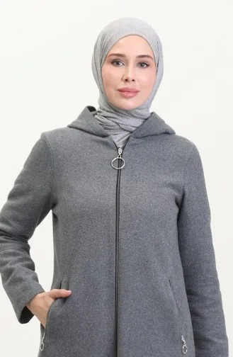 Kapüşonlu Kaşe Kap 8001-02 Gri