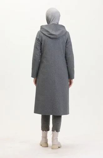 Kapüşonlu Kaşe Kap 8001-02 Gri