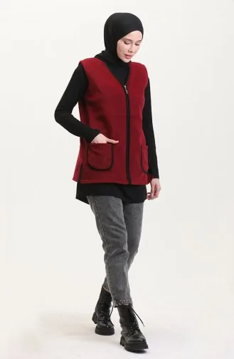 سترة بدون أكمام بجيب 0960-03 أحمر غامق 0960-03