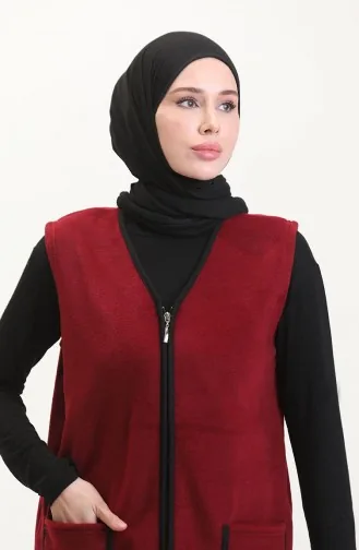 سترة بدون أكمام بجيب 0960-03 أحمر غامق 0960-03