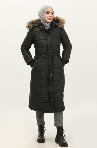 Hooded Pocket Quilted Coat 15177-04 Black 15177-04