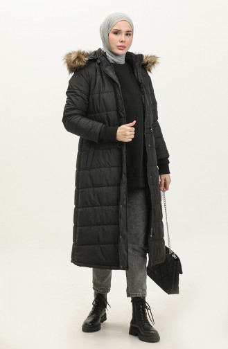 Hooded Pocket Quilted Coat 15177-04 Black 15177-04
