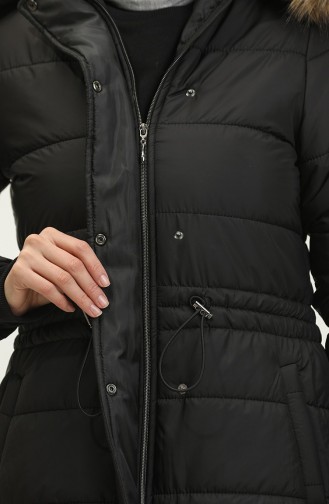Hooded Pocket Quilted Coat 15177-04 Black 15177-04