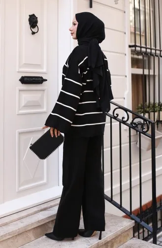 طقم تريكو بخطوط 3083-02 أسود 3083-02