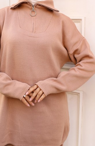 Gebreid Pak Met Kraag En Ritssluiting 3109-01 Mink 3109-01