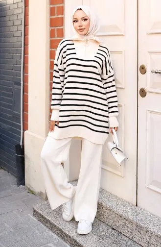 Striped Knitwear Suit 3110-02 Stone 3110-02