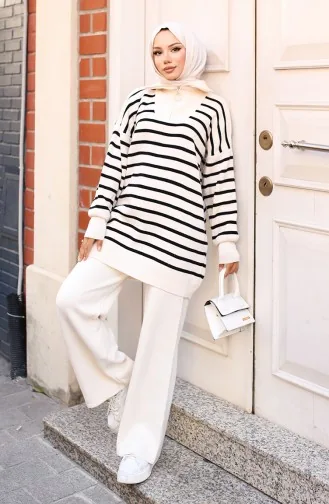 Striped Knitwear Suit 3110-02 Stone 3110-02
