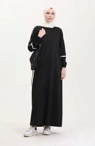 Abaya Met Ritssluiting En Print 13045-02 Zwart 13045-02