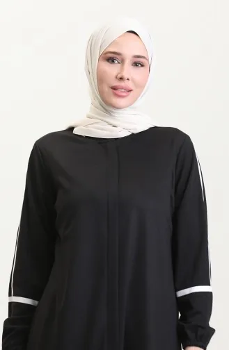 Abaya Met Ritssluiting En Print 13045-02 Zwart 13045-02