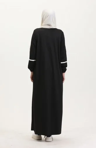 Abaya Met Ritssluiting En Print 13045-02 Zwart 13045-02