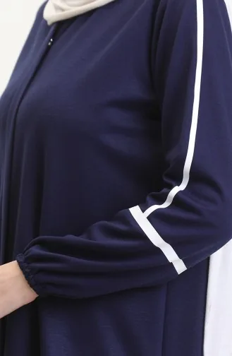 Abaya Met Ritssluiting En Print 13045-03 Licht Marineblauw 13045-03