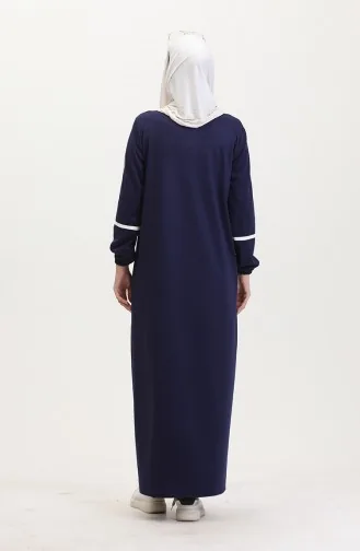 Abaya Met Ritssluiting En Print 13045-03 Licht Marineblauw 13045-03