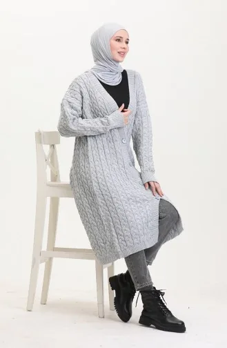 كارديجان طويل محبوك بأزرار 0377-06 رمادي 0377-06