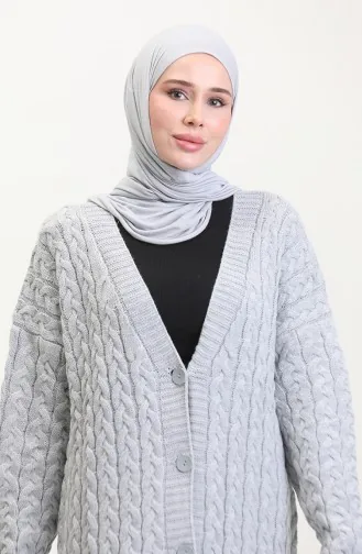 كارديجان طويل محبوك بأزرار 0377-06 رمادي 0377-06