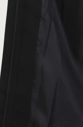 Büyük Beden Kapüşonlu Gizli Fermuarlı Kaban 5074-01 Siyah