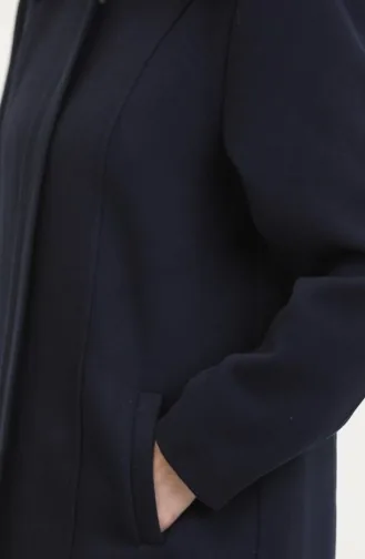 Grote Maat Jas Met Capuchon En Verborgen Rits 5074-02 Marineblauw 5074-02