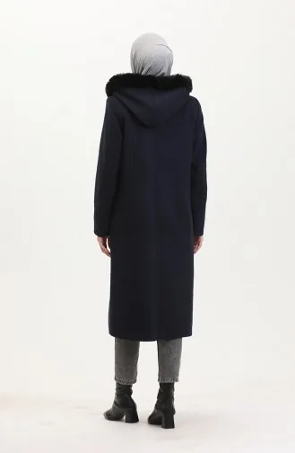 Grote Maat Jas Met Capuchon En Verborgen Rits 5074-02 Marineblauw 5074-02