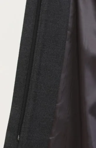 Büyük Beden Kapüşonlu Gizli Fermuarlı Kaban 5074-04 Koyu Gri