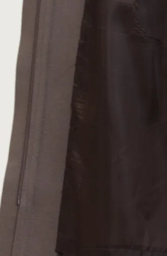 Büyük Beden Kapüşonlu Gizli Fermuarlı Kaban 5074-05 Vizon