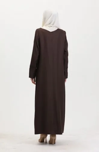 Büyük Beden Broşlu Pardesü 0472-07 Kahverengi