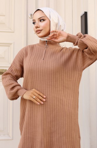 Paçası Fermuarlı Triko Takım 11030-06 Vizon