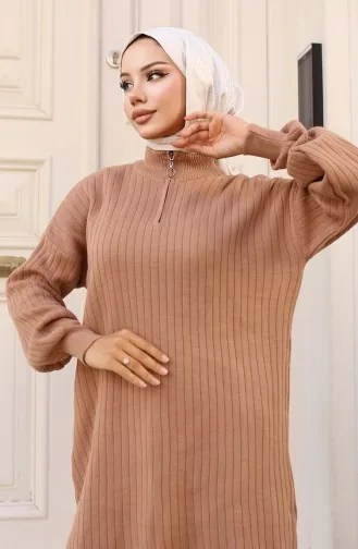 Paçası Fermuarlı Triko Takım 11030-06 Vizon