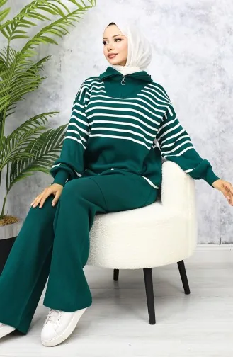 Ensemble Tricot A Rayure 11049-01 Vert Emeraude 11049-01