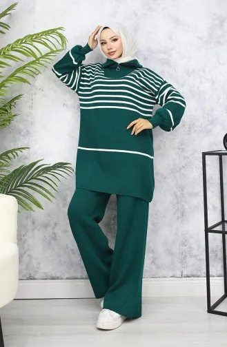 Ensemble Tricot A Rayure 11049-01 Vert Emeraude 11049-01
