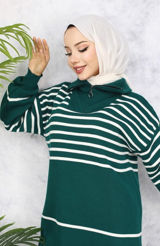 Çizgili Triko Takım 11049-01 Zümrüt Yeşili