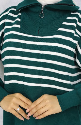 Çizgili Triko Takım 11049-01 Zümrüt Yeşili
