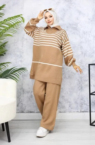 Striped Knitwear Suit 11049-02 Mink 11049-02