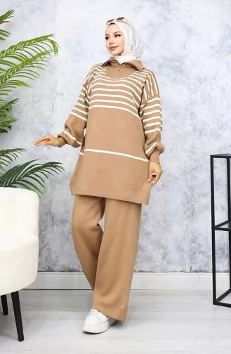 Striped Knitwear Suit 11049-02 Mink 11049-02