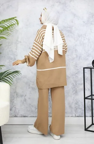 Striped Knitwear Suit 11049-02 Mink 11049-02