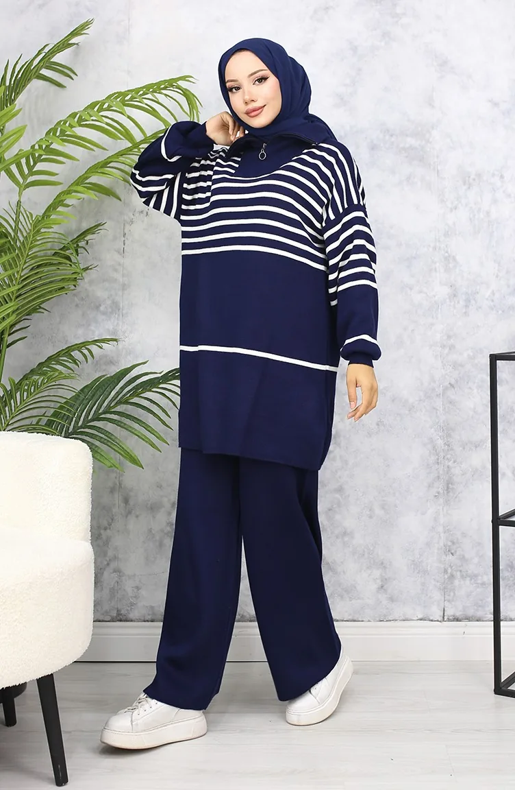 Ensemble Tricot A Rayures 11049-06 Bleu Marine 11049-06