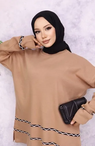 Stitch Detailed Knitwear Set 24029-02 Milk Coffee 24029-02