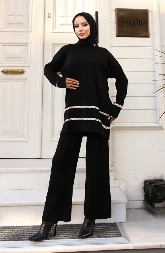 Gedetailleerd Gebreide Pak 24029-03 Zwart 24029-03