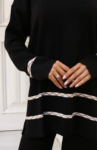 Gedetailleerd Gebreide Pak 24029-03 Zwart 24029-03