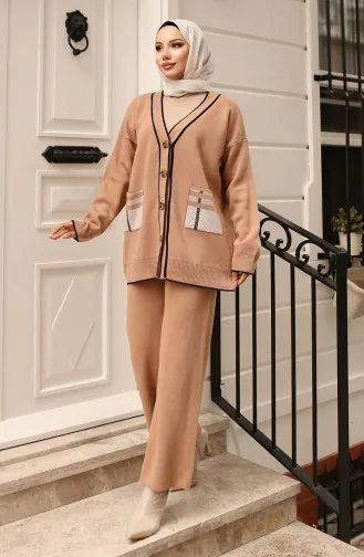 Pocket Cardigan Knitwear Set 24116-03 Camel 24116-03