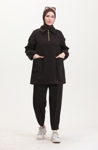 Spor Tunik Pantolon İkili Takım 5090-01 Kahverengi