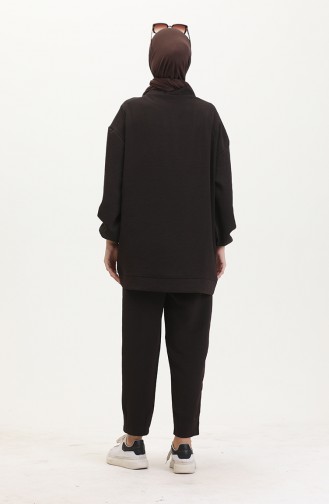 Spor Tunik Pantolon İkili Takım 5090-01 Kahverengi