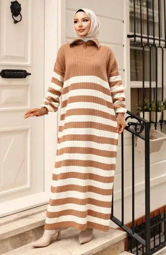 Gestreiftes Strickkleid 11042-01 Nerz 11042-01