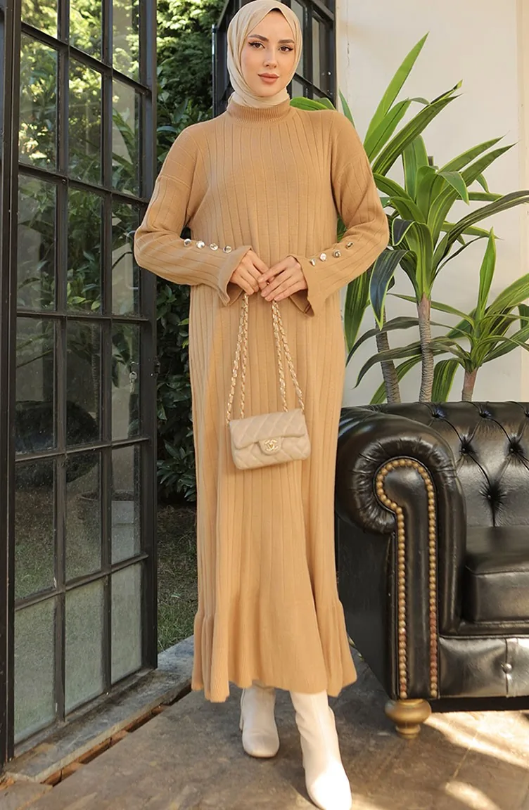 Rüschenstrickkleid 23009-02 Kamel 23009-02