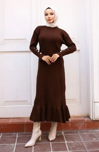 Rüschenstrickkleid 23009-11 Braun 23009-11