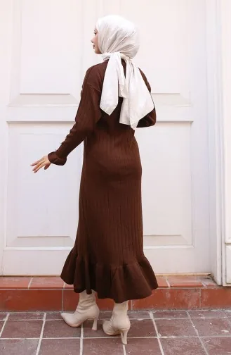 Rüschenstrickkleid 23009-11 Braun 23009-11