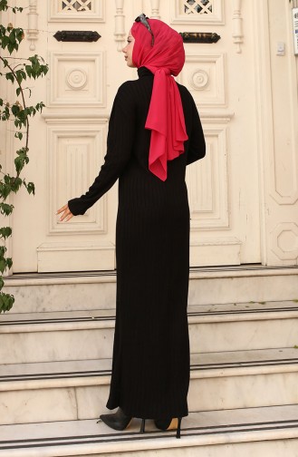 Fitilli Triko Elbise 24207-04 Siyah