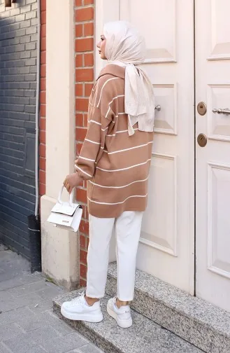 تونيك تريكو مُخطط وياقة سحاب 11037-02 لون مينّي 11037-02