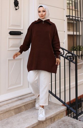Triko Tunik 11043-06 Kahverengi