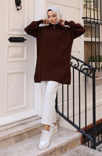 Triko Tunik 11043-06 Kahverengi